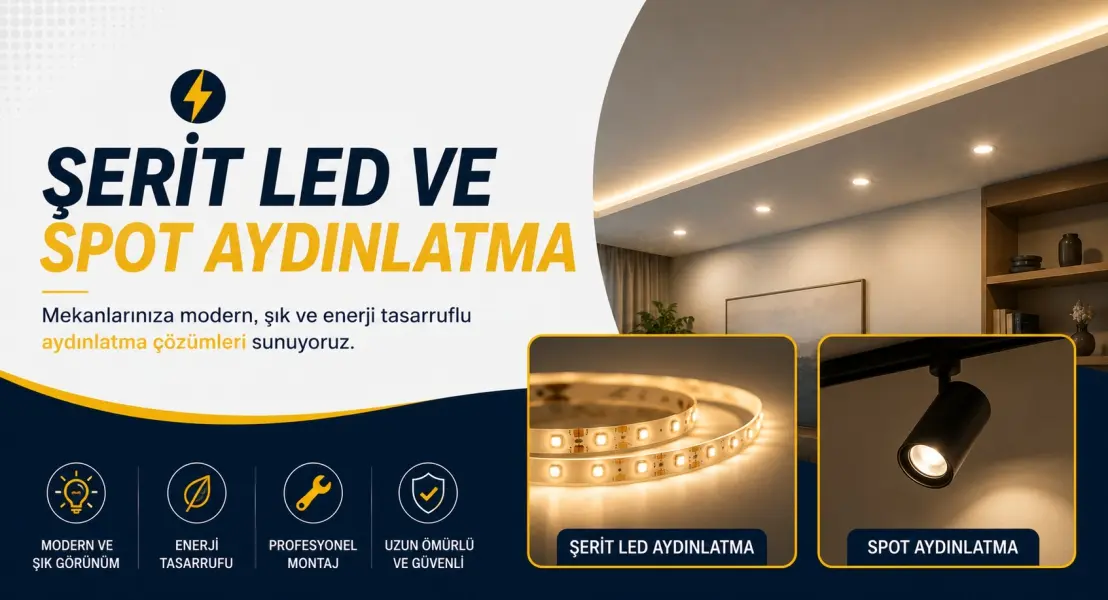 Kayaşehir şerit LED ve spot aydınlatma montaj hizmeti